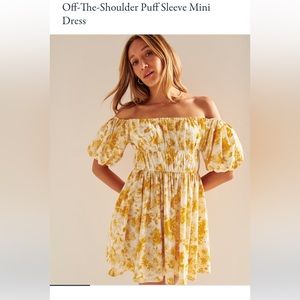 Abercrombie Off the Shoulder Puff Sleeve Mini Dress